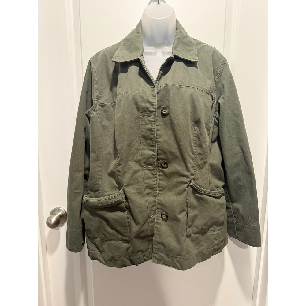 Columbia Womens XL3090 Olive Green Cotton Canvas Utility Field Jacket Large